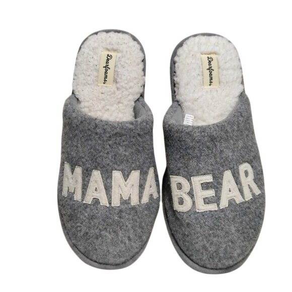 Dearfoams Carley Mama Bear Mom Scuff Slipper Light Heather Grey L ( US 9-10) - Picture 2 of 6
